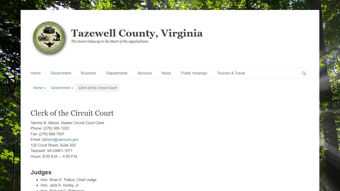 Clerk of the Circuit Court – Tazewell County, Virginia